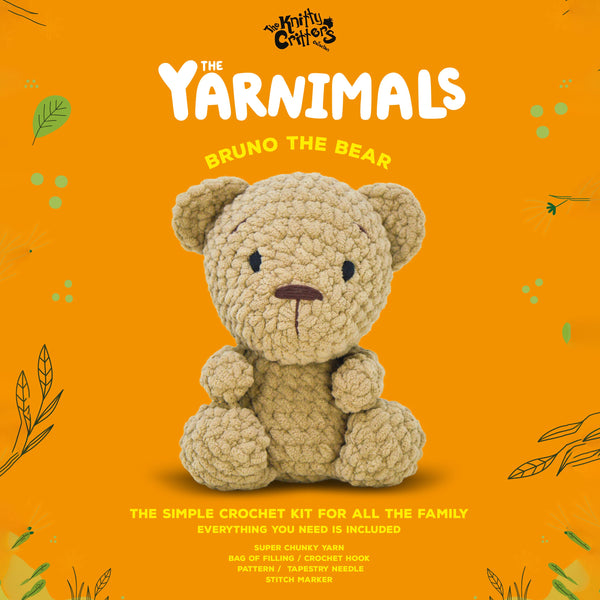 Knitty Critter Crochet Kit - Yarnimals - Bruno The Bear