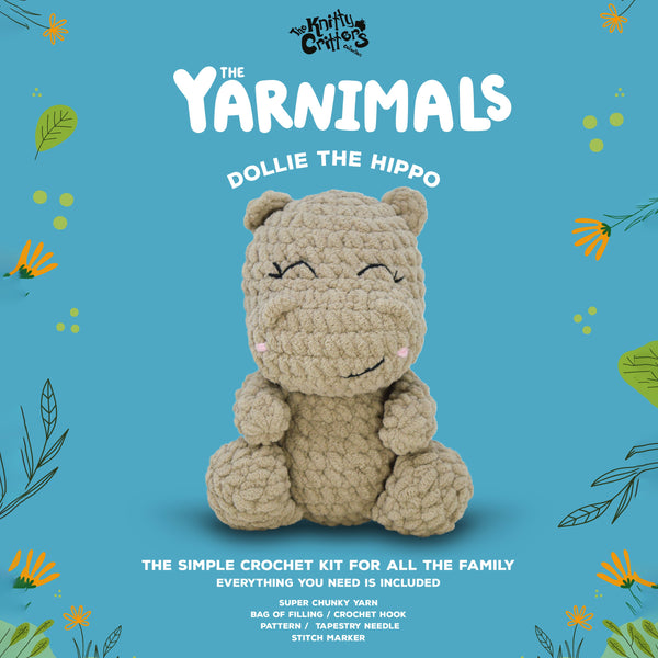 Knitty Critter Crochet Kit - Yarnimals - Dollie The Hippo