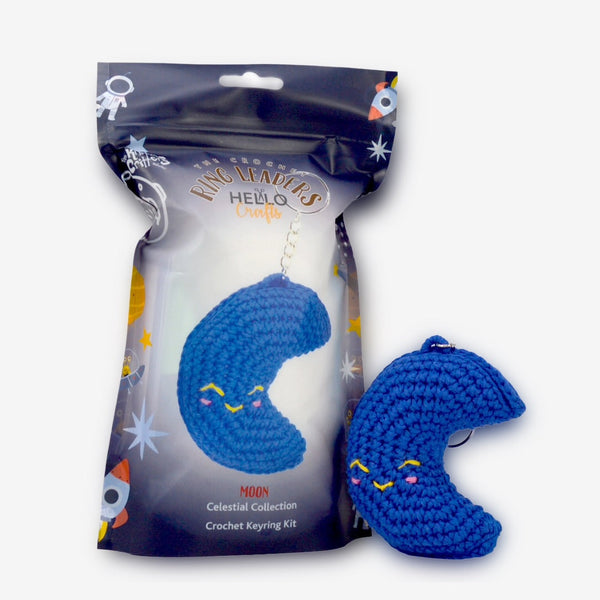 Knitty Critters Amigurumi Crochet Keyring Kit - Ringleaders - Celestial - Moon