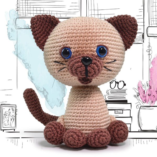 Knitty Critters - Cats & Dogs - Mocha Siamese | DIY Amigurumi Crochet Kit