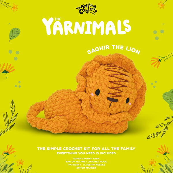 Knitty Critter Crochet Kit - Yarnimals - Saghir The Lion
