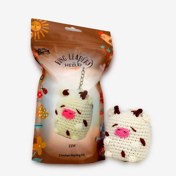 Knitty Critters Amigurumi Crochet Keyring Kit - Ringleaders -  Cow