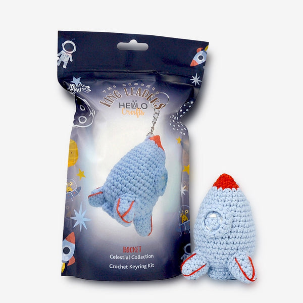 Knitty Critters Amigurumi Crochet Keyring Kit - Ringleaders - Celestial - Rocketship