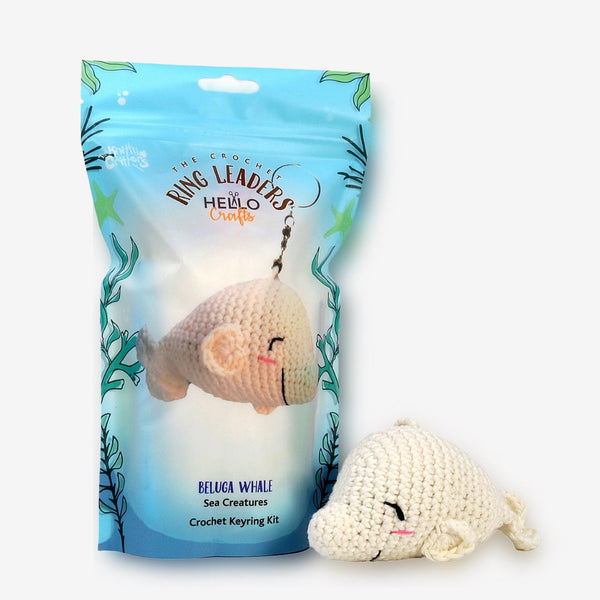 Knitty Critters Amigurumi Crochet Keyring Kit - Ringleaders - Sea Creatures - Beluga Whale