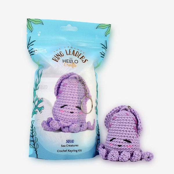 Knitty Critters Amigurumi Crochet Keyring Kit - Ringleaders - Sea Creatures - Squid