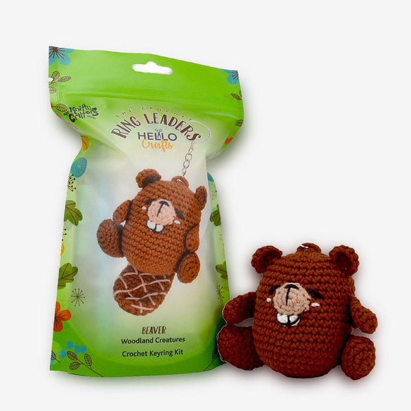 Knitty Critters Amigurumi Crochet Keyring Kit - Ringleaders - Woodland - Beaver