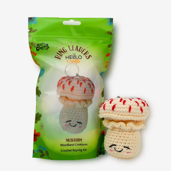 Knitty Critters Amigurumi Crochet Keyring Kit - Ringleaders - Woodland - Mushroom